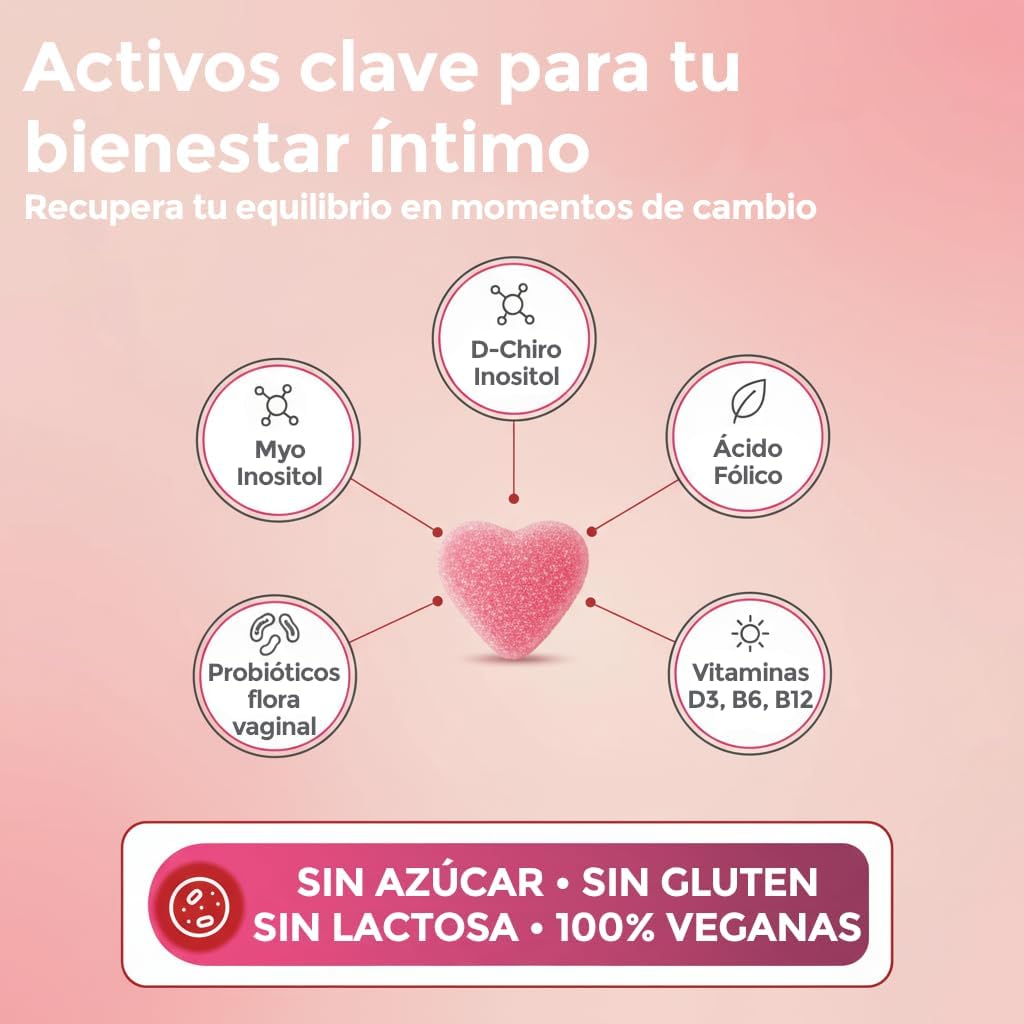 Probiotics woman flora intima in gummies with inositol myo & d-chiro 60 gummies sugar free and 100% vegan gummies inositol probiotics folic acid to regulate hormonal changes menopause