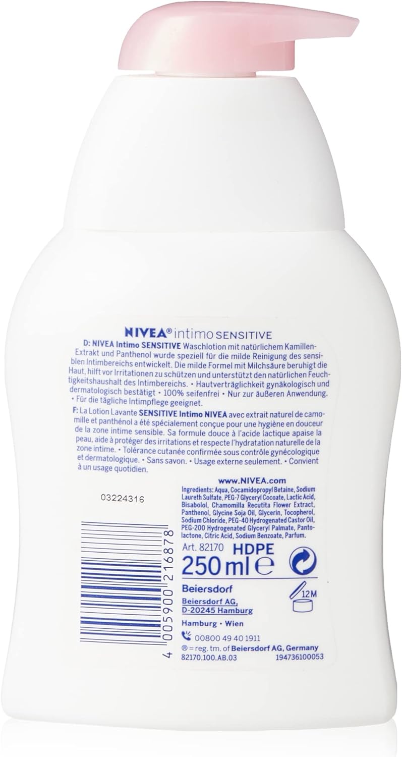 NIVEA Intimo Sensitive Cleansing Lotion, 250 ml (Pack of 1)