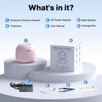 CXRUY Ultrasonic Retainer Cleaner - UV Dental Cleaning Pod Night Guard Cleaner for Dentures, Aligner, Braces, Toothbrush Heads, Jewelry (Pink)