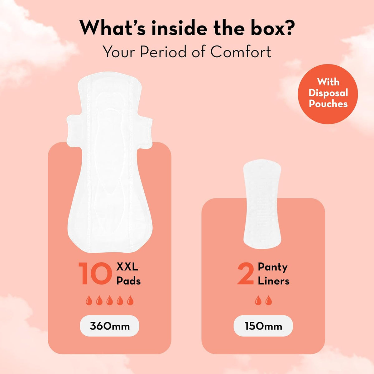 XXL + 2 Sanitary Pads Disposable High Absorbency 10 pads