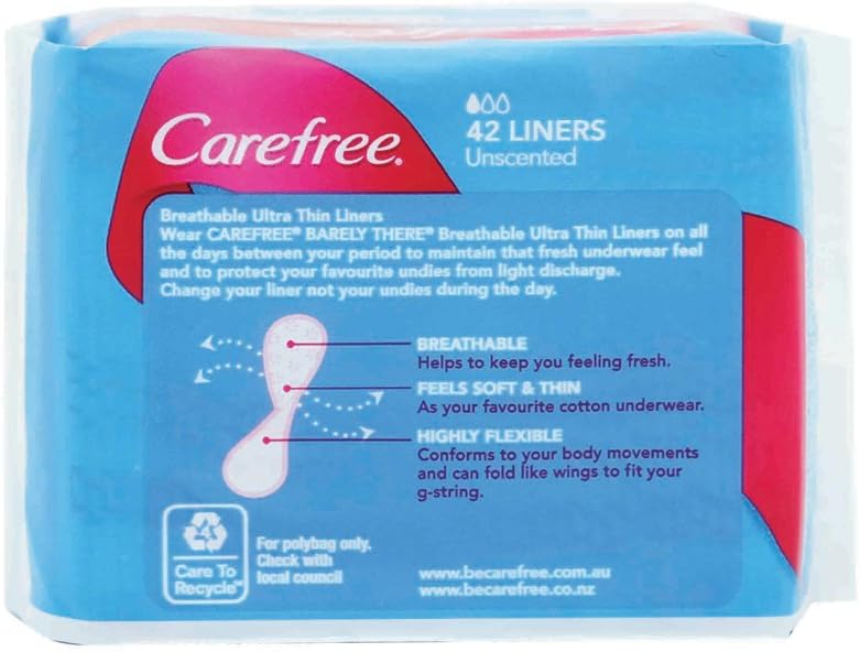 Carefree Barely There Unscented Panty Liners 84 Pack |Breathable| Feels soft & thin| Highly flexible