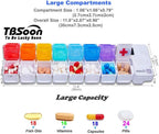 7 Day Medicine Pill Organizer, 4 Reminder Alarms, Loud Sound, 14 Large Compartments, Large Screen, Moisture-Proof, Travel Weekly/Daily Pill Box/Organizer/Case/Container/Dispenser, AM/PM 2 Times a Day
