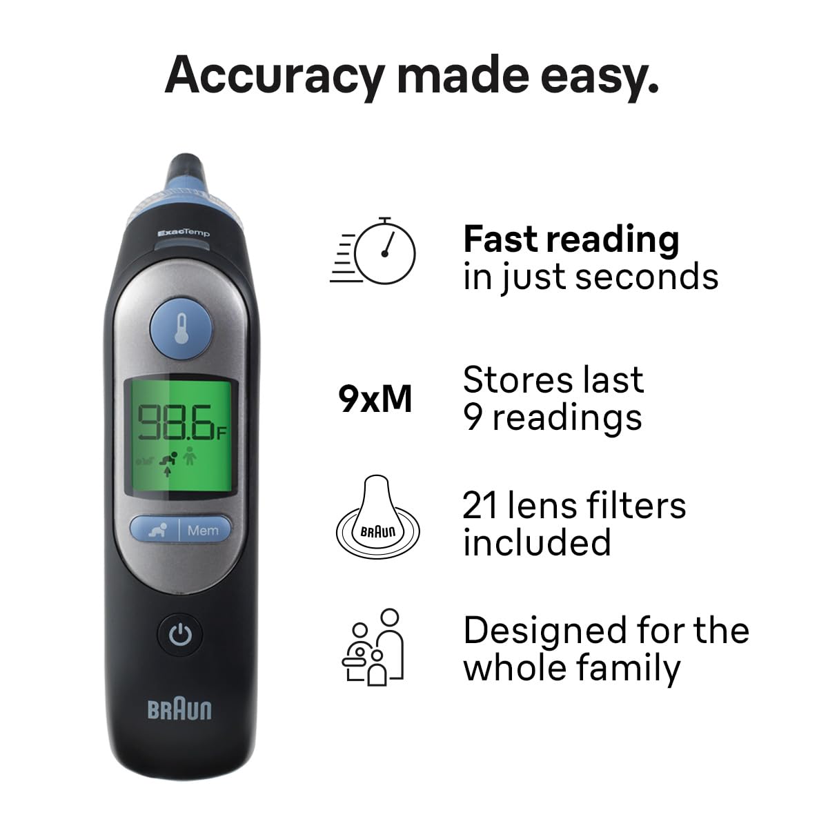 Braun ThermoScan 7 Digital Ear Thermometer for Adults, Babies & Infants | Age-Adjusted Fever Guidance Thermometer, No. 1 Brand Recommended by Pediatricians