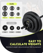 AboveGenius 45 lb Barbell Weight Set, Adjustable Workout Bar | Barbell Weight Set for Home Gym Strength Training, Full Body Workout, Muscle Building, Home Fitness Weight Lifting Equipment