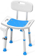 HOMLAND Shower Chair for Inside Shower with Removable Back, Aluminum Frame | Height Adjustable, Heavy Duty Bath Seat for Bathtub, Lightweight Safety Shower Stool for Seniors and Disabled