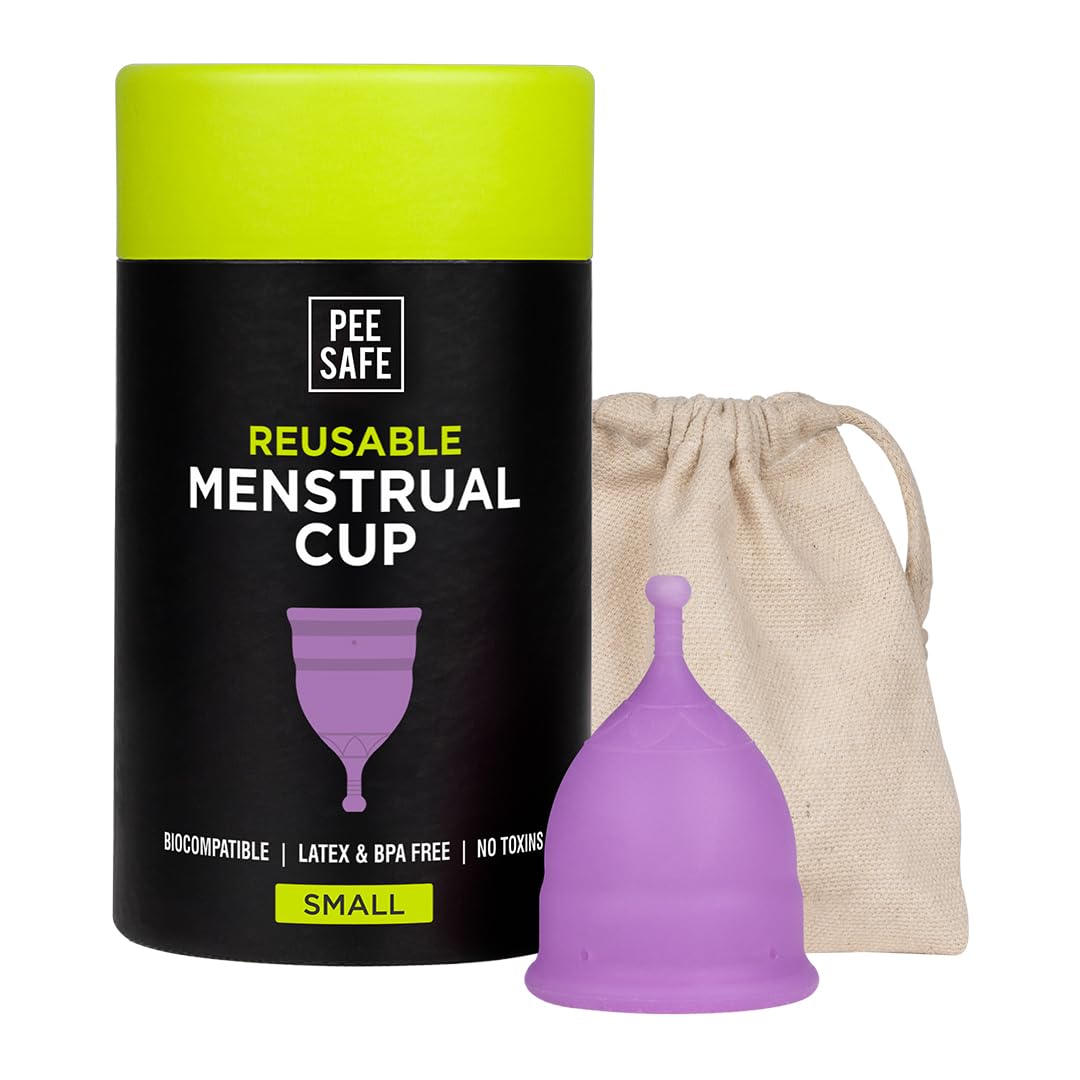 Pee Safe Reusable Menstrual Cup for Women - Small Size with Pouch|Ultra Soft, Odour and Rash Free|100% Medical Grade Silicone |No Leakage | Protection for Up to 8-10 Hours | US FDA Registered,Pack of 1
