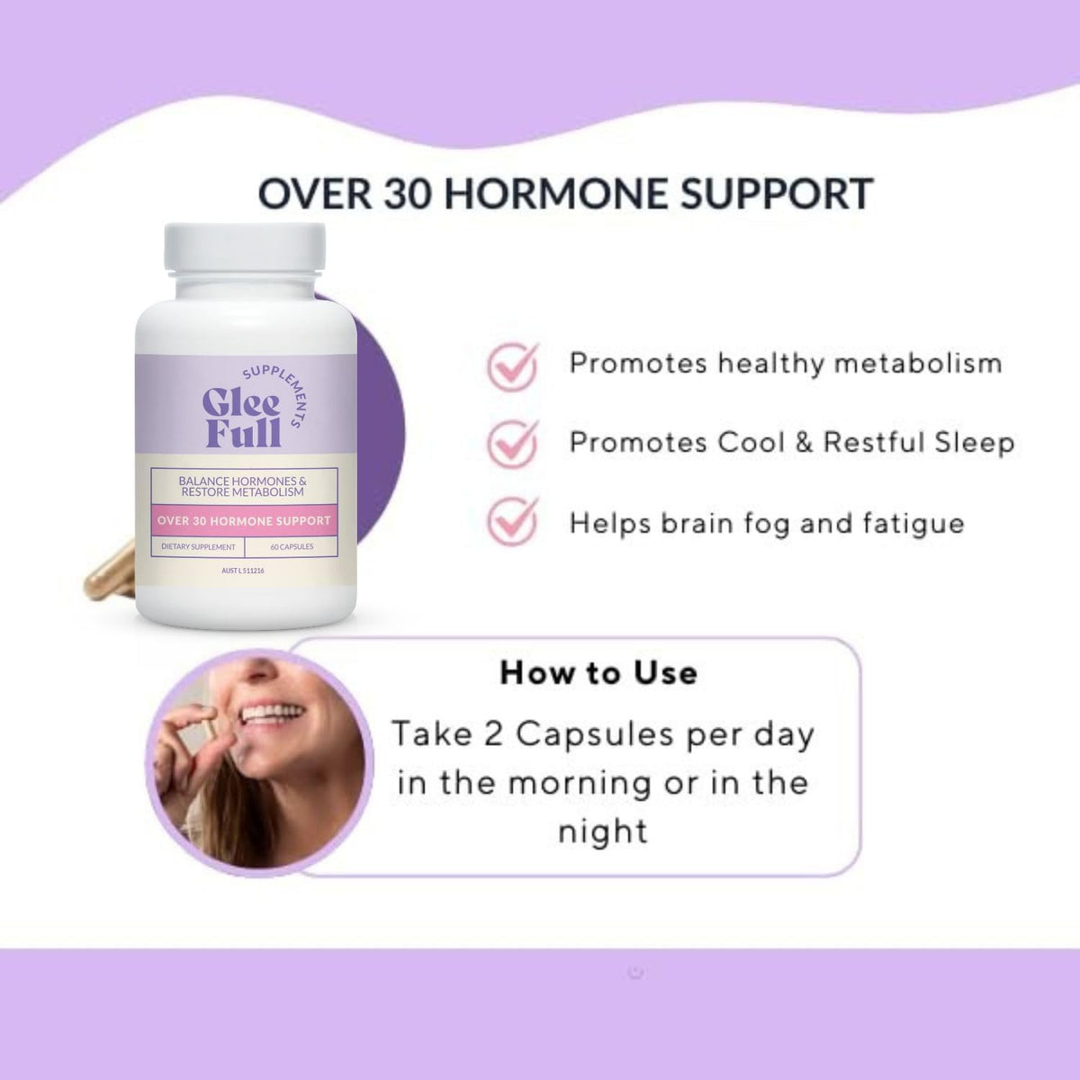 GleeFull Over 30 Hormone Support - Menopause Supplements for Women - Hormone Balance for Women