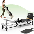 PAETA Pilates Reformer, 86" Foldable Reformer Pilates Machine with Adjustable Reformer Heights, Pilates Equipment with Music Wire Spings and Jump Boards