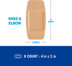Nexcare Waterproof Cushioned Bandages, Knee & Elbow, 2 x 4 in, 8 Count