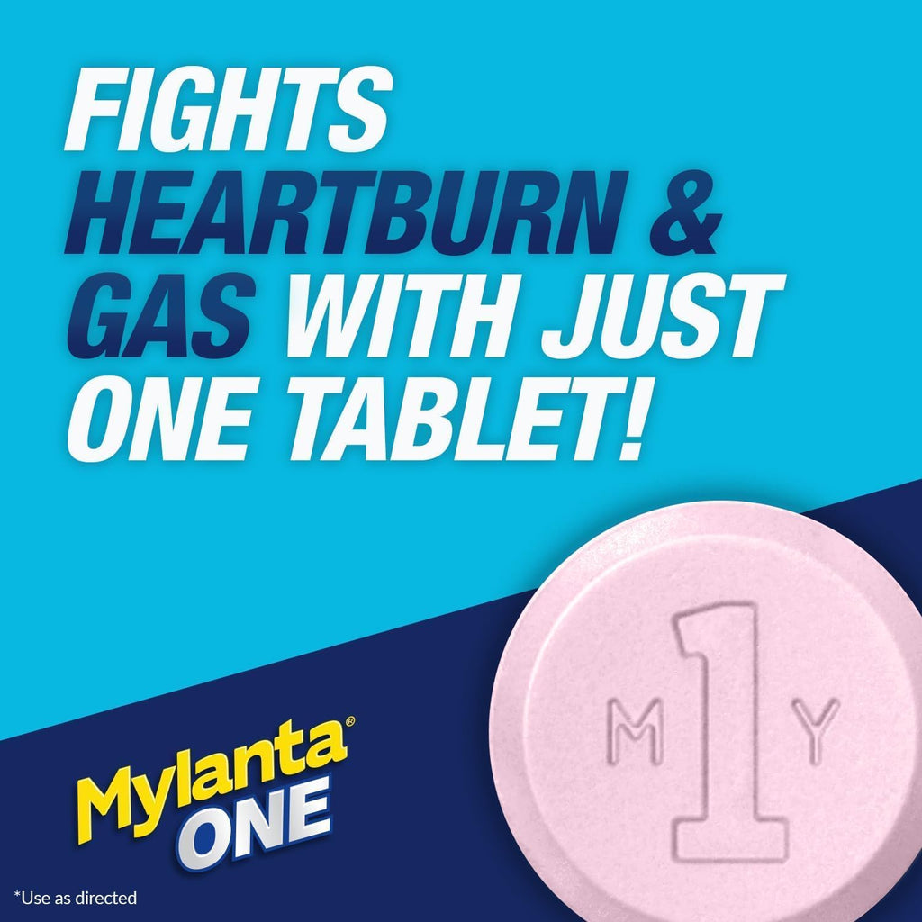 Mylanta One Antacid Tablets, Berry Ginger, Fast Relief, 50 Ct