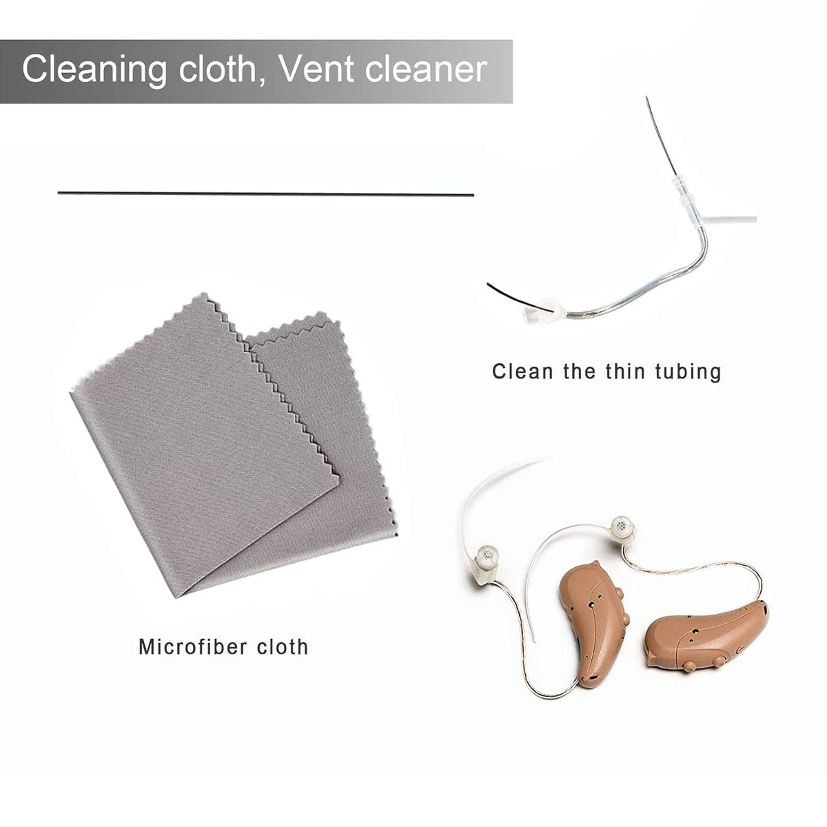 120 Count Hearing Aid Wipes Individually Packaged Cleaning Towelette with Cleaning Tools for Hearing Amplifier
