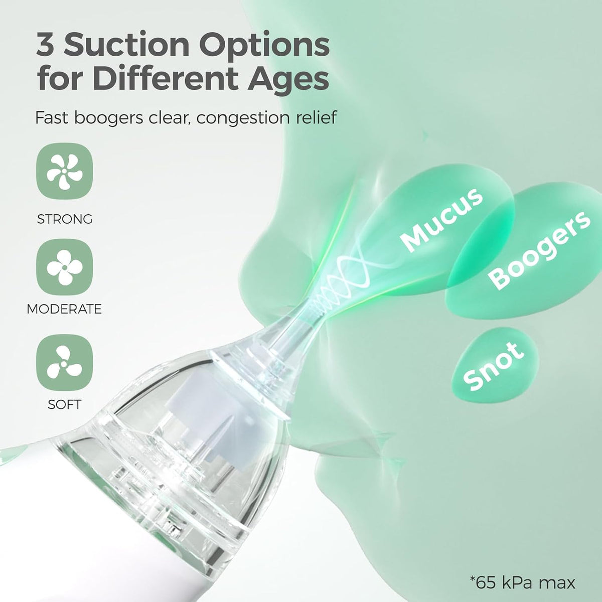 Momcozy Electric Nasal Aspirator for Baby, 3 Levels, Light and Music | Portable Electric Nose Sucker for Gentle Clearing, Soft Silicone Tips, Baby Nasal Aspirator for Registry Gift