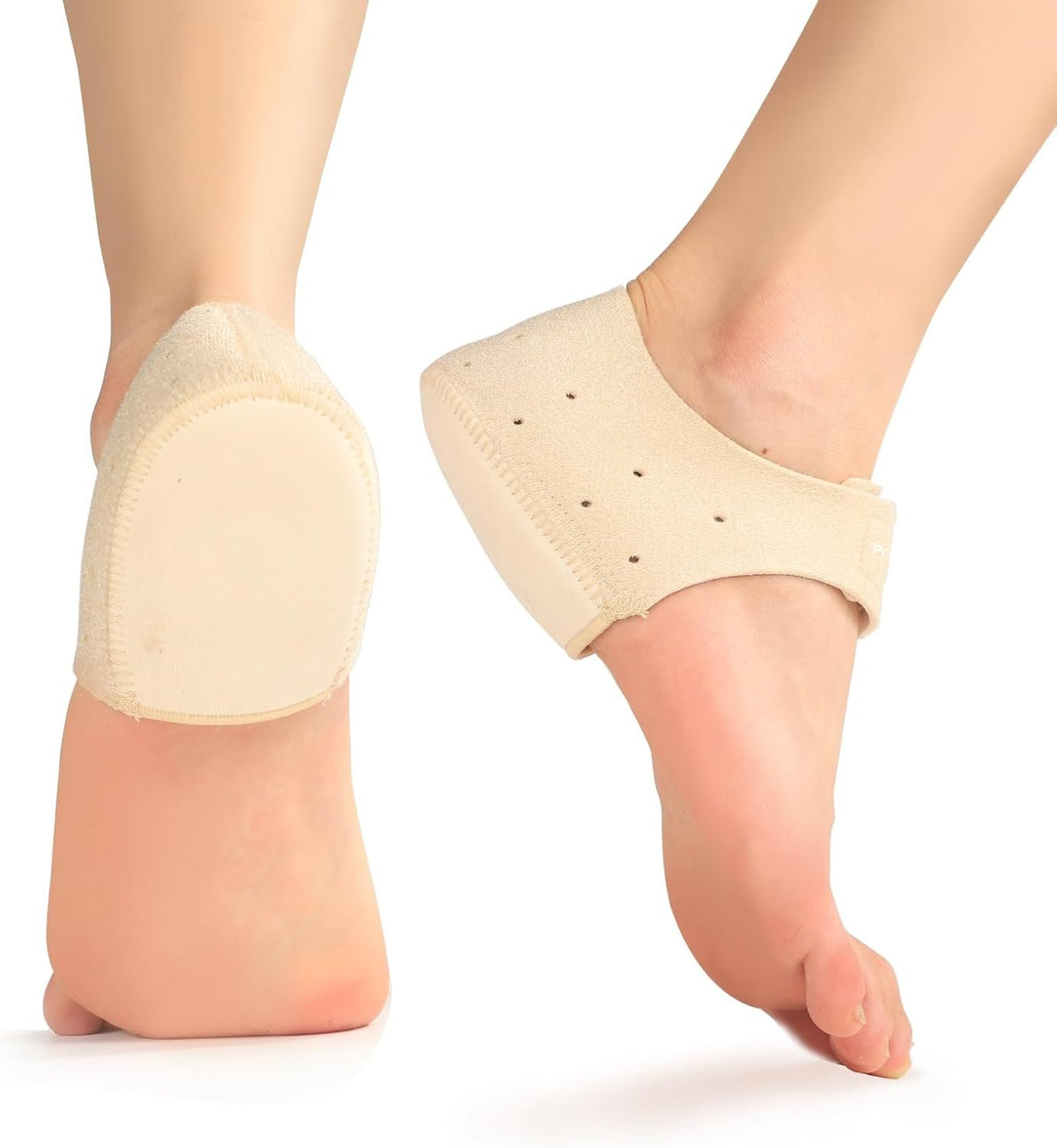 Plantar Fasciitis Heel Cup Protectors - Promifun Heel Cups for Heel Spur,Achilles Tendinitis,Cracked Heels,Heel Pain Relief Products - Gel Heel Cushion Pads,Beige,Large(W 9.5-13 / M 8.5-12)