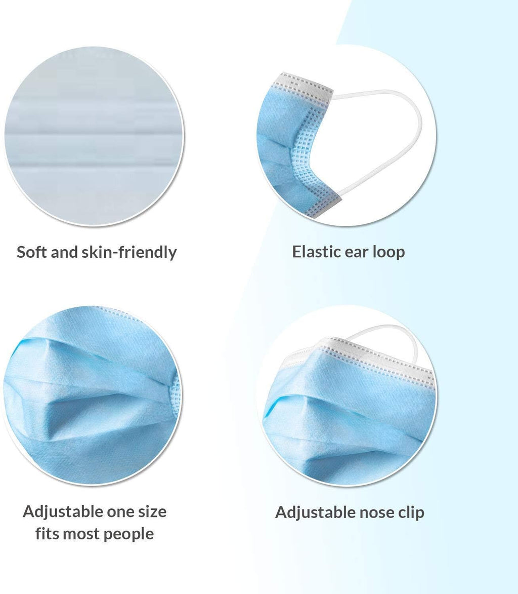 FDA Cleared ASTM Level 3 Procedure Face Masks, Made in USA, ?98% Filtration, Fluid Resistant, 3-Ply Ear Loop, 50 Pack