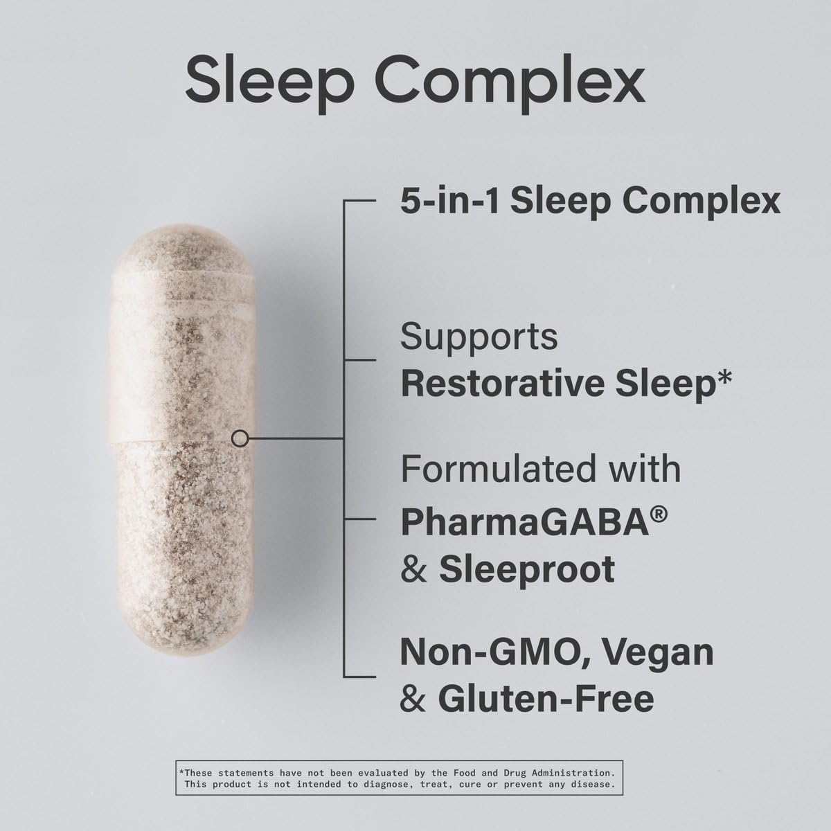 Sports Research® Sleep Complex (Melatonin-Free), 60 Veggie Capsules | Natural Sleep Aid with Valerian Root, GABA, L-Theanine, Magnesium & 5-HTP - Non-GMO Verified & Gluten Free