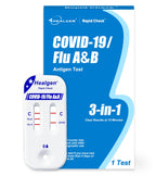 Healgen Rapid Check COVID-19, Flu A&B Antigen Test Kit, The First FDA Authorized OTC 3-in-1 Flu & COVID Home Test, Easy to Read Dual Windows, Results in 15 Mins, 1 Test