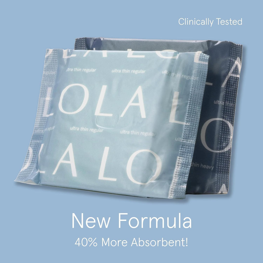 LOLA Organic Cotton Pads, 36 Count - Ultra Thin Pad with Wings, Cotton Organic Pads for Women, HSA FSA Approved Products Feminine Care, Heavy