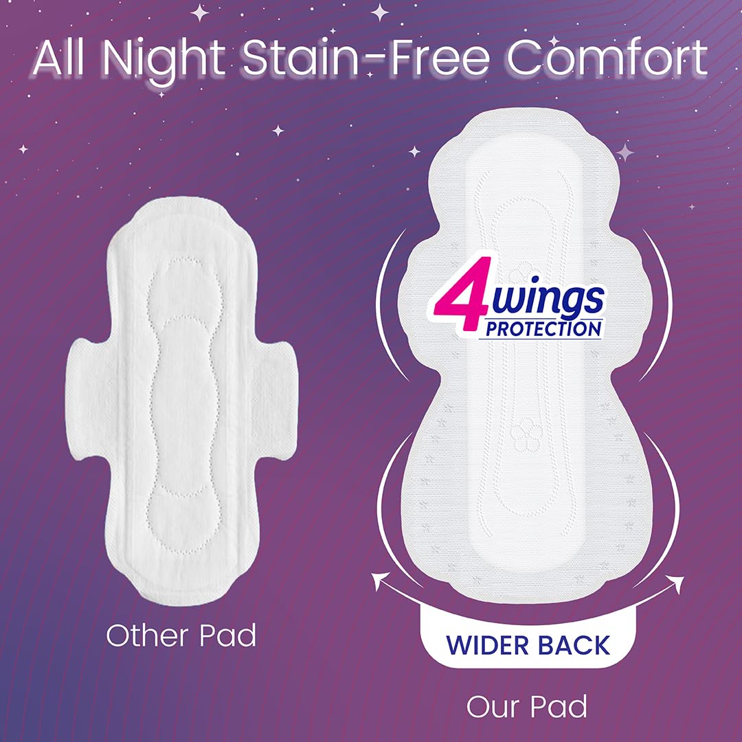Paree Super Nights XXL 30 Soft Pads|Upto 100% All-Night Leakage Protection|Heavy Flow Champion|4 Wings Wider Back Coverage For No Stains|Sanitary Pads For Women with Disposable Wrapper