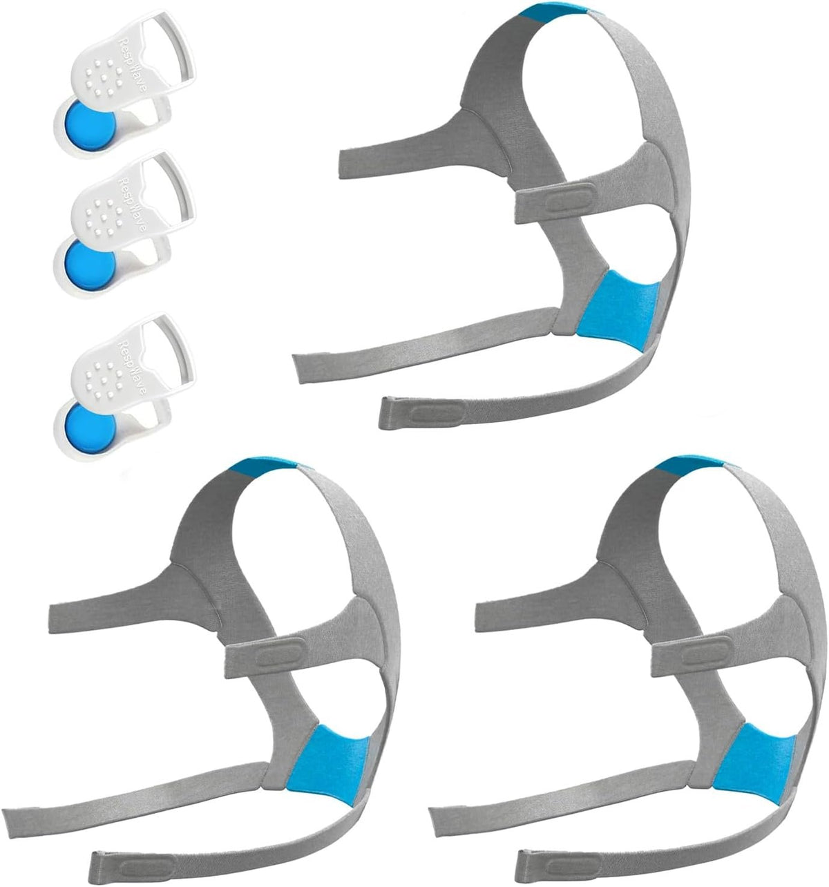 3‑Pack Replacement CPAP Headgear Straps Compatible with AirFit F20 & AirTouch F20 Full Face Mask, with 6 Enhanced Magnetic Clips - Adjustable, Comfort Fit, Secure Lock（Standard）