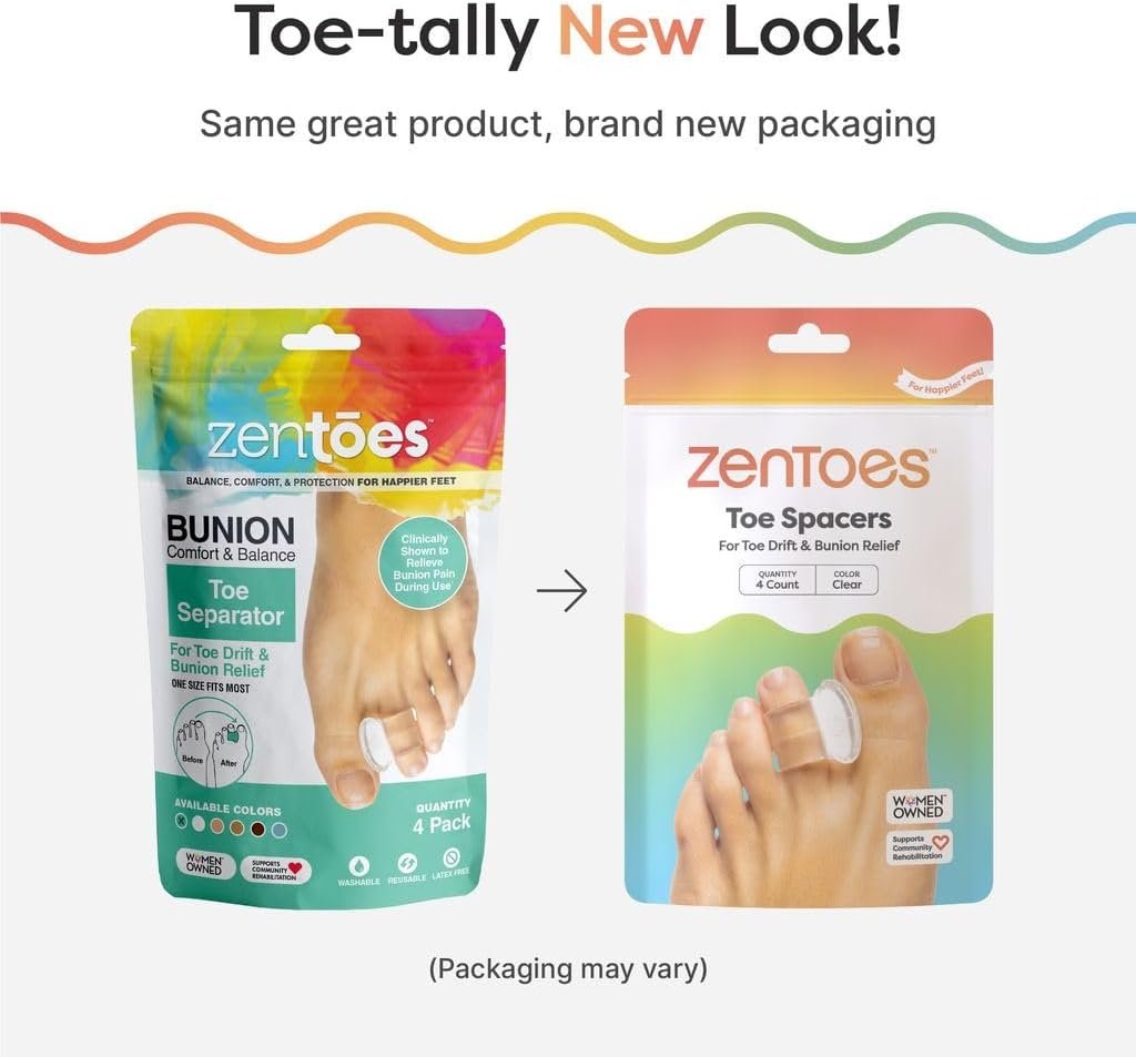 ZenToes Gel Toe Spacers for Bunions & Overlapping Toes, 4 Count