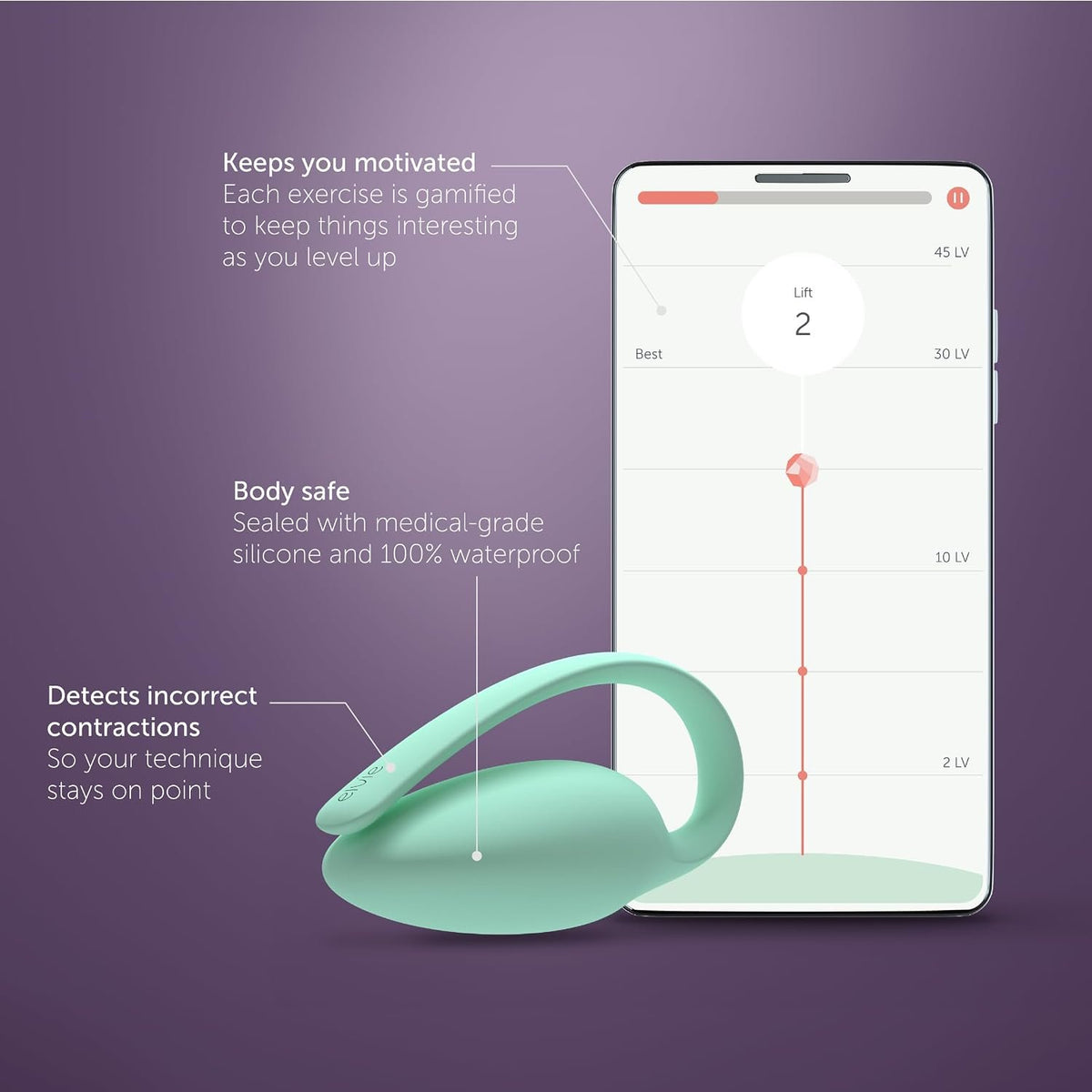 Elvie - App Controlled Women's Pelvic Floor Trainer, Smart Kegel Exerciser - Body Safe Muscle Strengthener Equipment