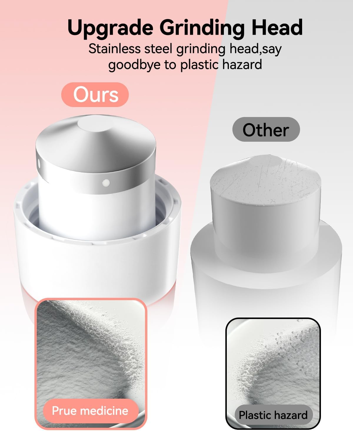 Pill Crusher Fine Powder - Cotatoc 3-in-1 Pill Crusher with Stainless Steel Grinding Pestle, Portable Pill Cutter and Crusher for Elderly and Pets (Pink)