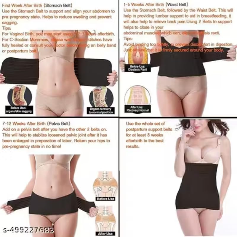 Adjustable Postpartum & Maternity Support Belt for Women, Breathable Abdominal Binder, 3-in-1 with Chest Waist Hip Compression, C-Section Recovery Belly Wrap