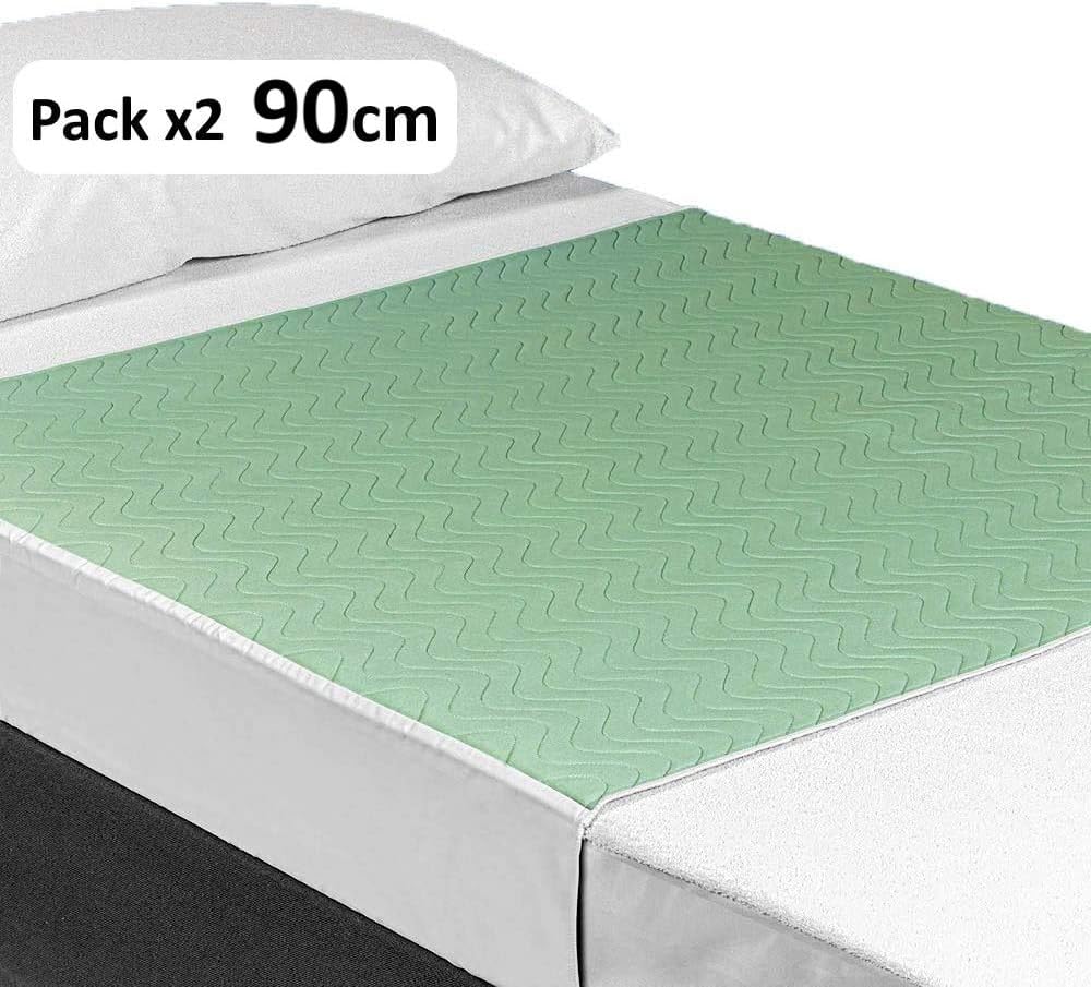 OrtoPrime Pack of 2 Washable Absorbent Adult Bed Pads 3.15 Litres/m2 – Over 200 Washes – Waterproof 4 Layers – Baby Protector with Wings 90 x 85 cm