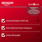 Amazon Basic Care Rapid Release Acetaminophen Caplets 500 mg, Extra Strength Pain Reliever and Fever Reducer for Headache, Backache, Menstrual Pain, Arthritis Pain, 400 Count