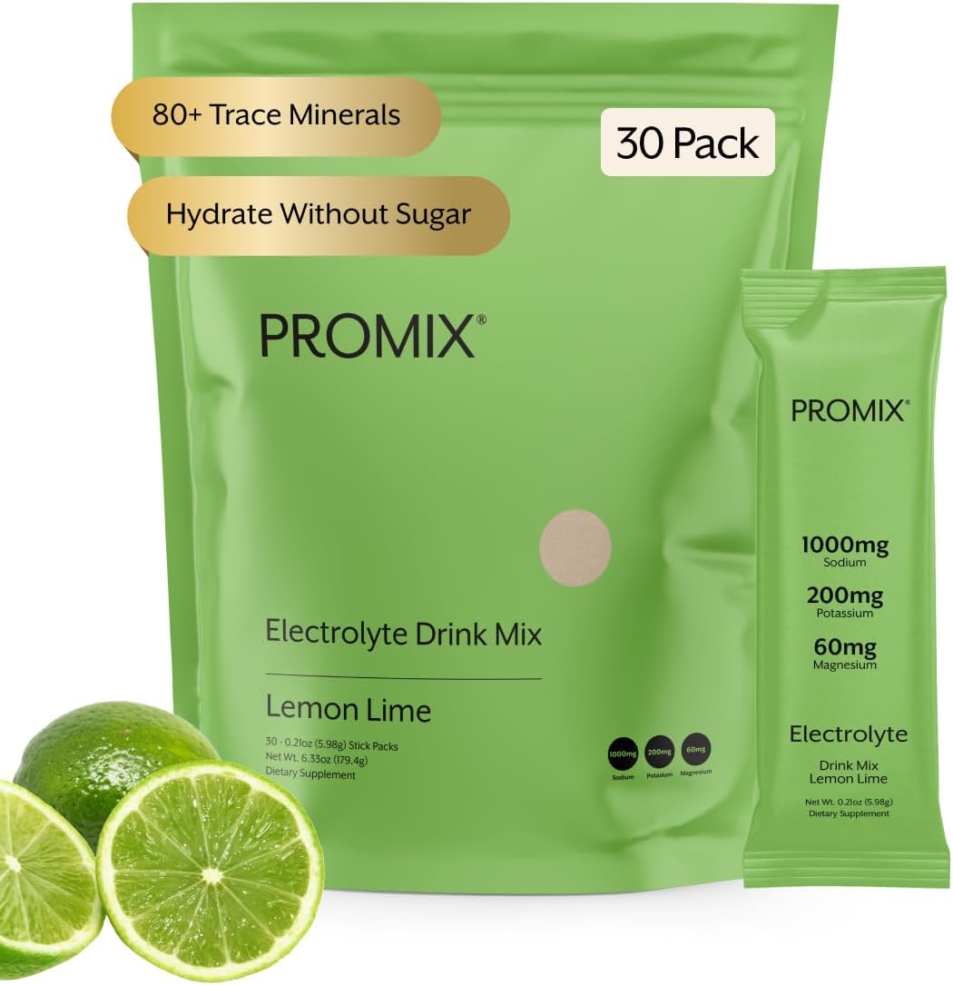 ProMix Nutrition Hydration Powder Packets, Lemon Lime - 30 Count | Electrolyte Hydration Powder for Fast Rehydration, Energy, Muscle Cramp Relief & Daily Hydration Wellness Support
