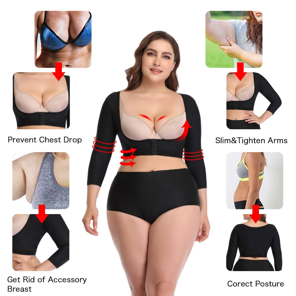 woahee Women's Arm Shaper Plus Size Arm Faja Compression Sleeve Garment Post Surgical Arm Shapewear