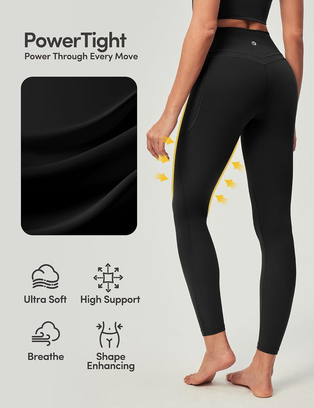 IUGA Compression Leggings with Pockets for Women Tummy Control Yoga Pants | High Waist, Deep Side Pockets, No Front Seam, Squat-Proof, Buttery Soft, Workout, Running, Gym, Athletic, Casual