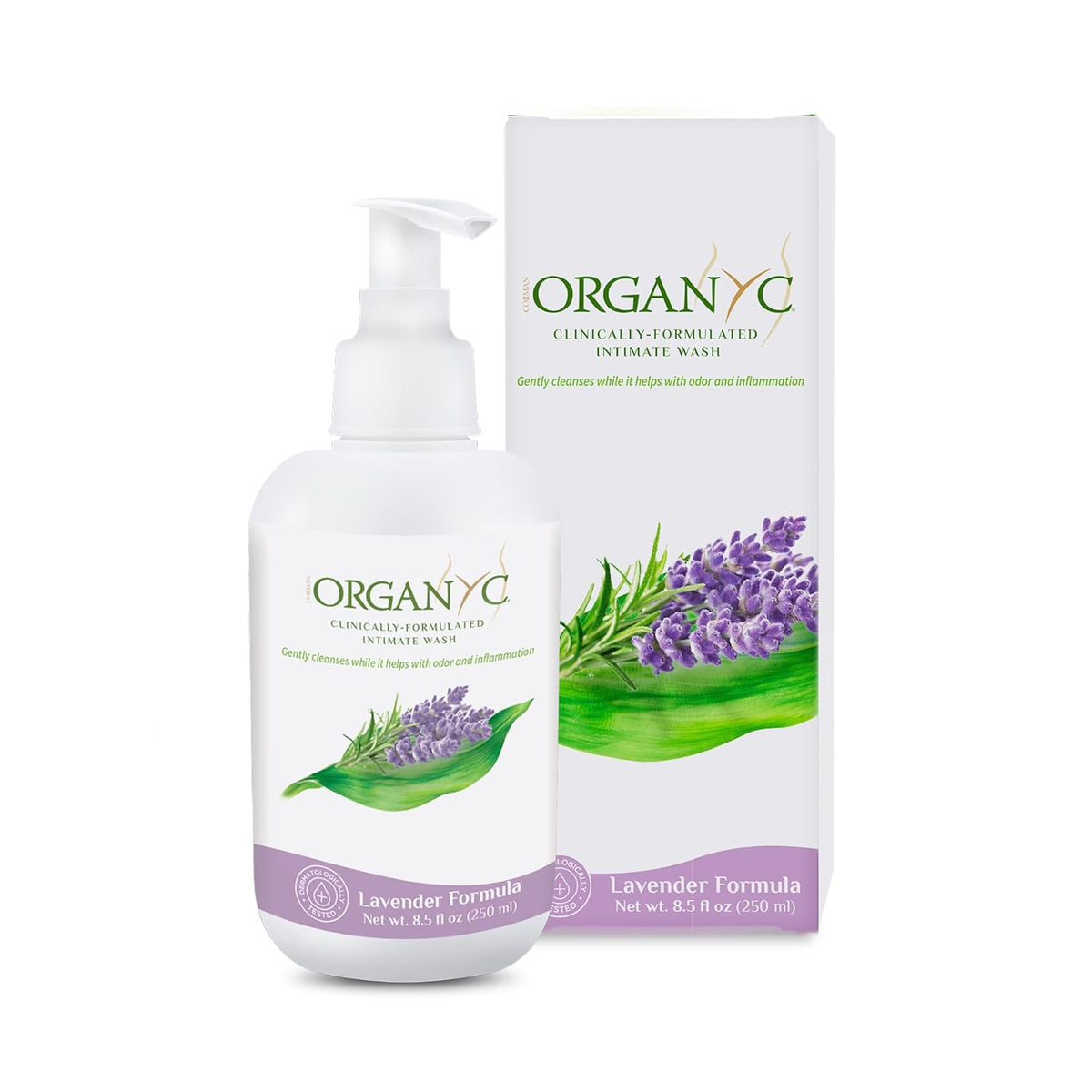 Organyc Feminine Intimate Wash for Sensitive Skin, 250 ml, pH-Balanced Cleanser with Organic Lavender & Botanical Extracts