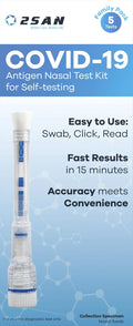 2San COVID-19 Pen Test, Results in 15 Mins, Rapid & Reliable Nasal Swab, Easy At-Home Testing, Clinically Accurate, Gentle, Stress-Free Use, 5-Pack (5 Tests Total)