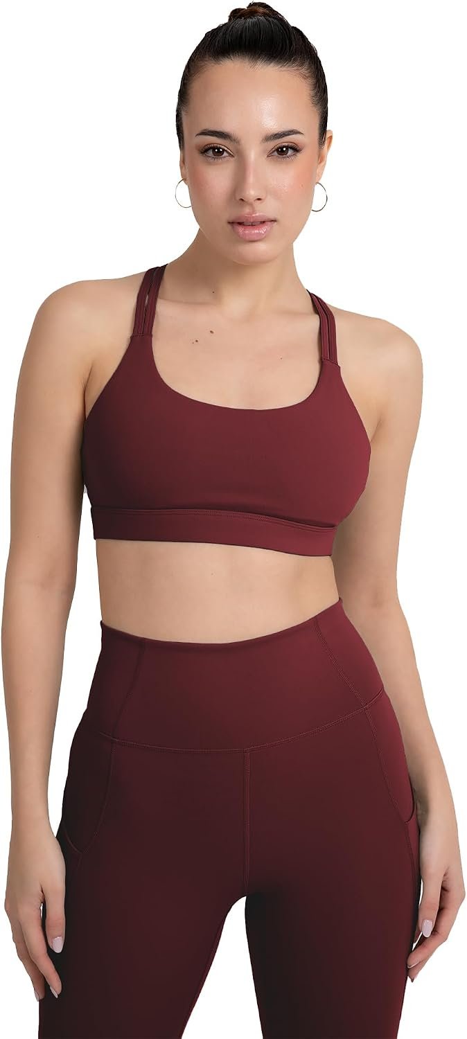 YITTY Active Women's Ultraluxe Strappy Medium Impact Bra, Athleisure, 4-Way-Stretch
