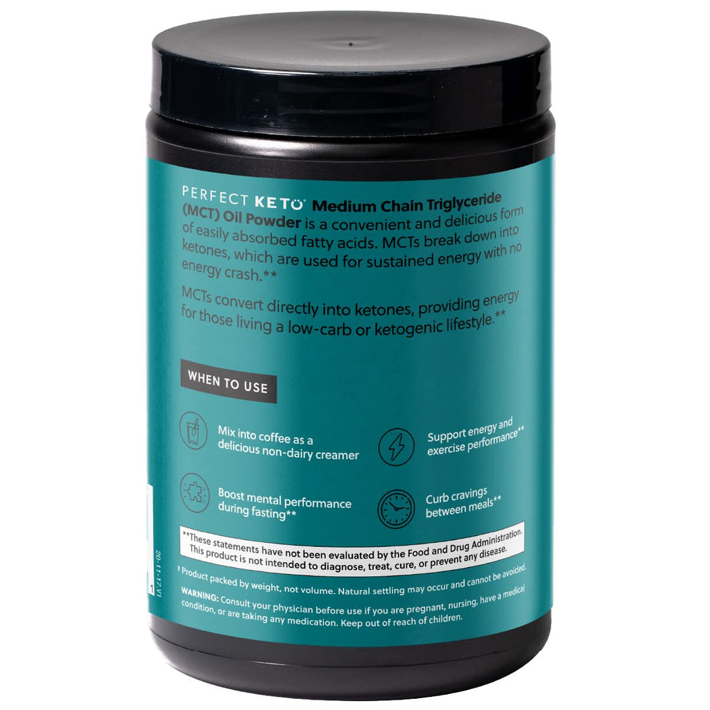 Perfect Keto 7g MCT Oil Powder, Medium Chain Triglycerides Supplement, Non Dairy Coffee Creamer for Keto Diet, Ketogenic MCT Oil Mix for Coffee, Smoothie, Protein Shakes and Tea, Vanilla, 30 Servings