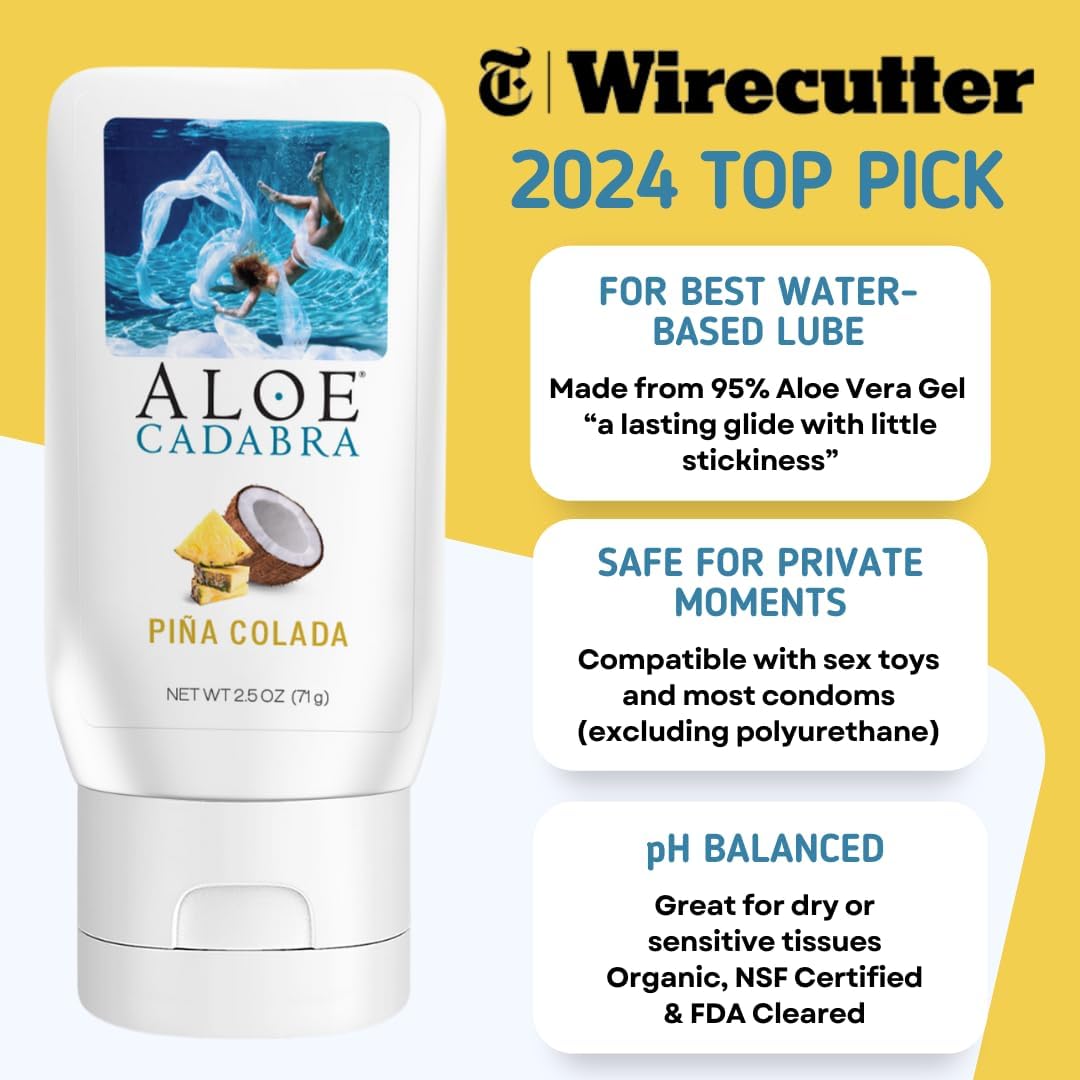Aloe Cadabra Flavored Personal Lube for Oral Sex, Best Organic Edible Lubricant for Men, Women and Couples, Pina Colada, 2.5 Ounce