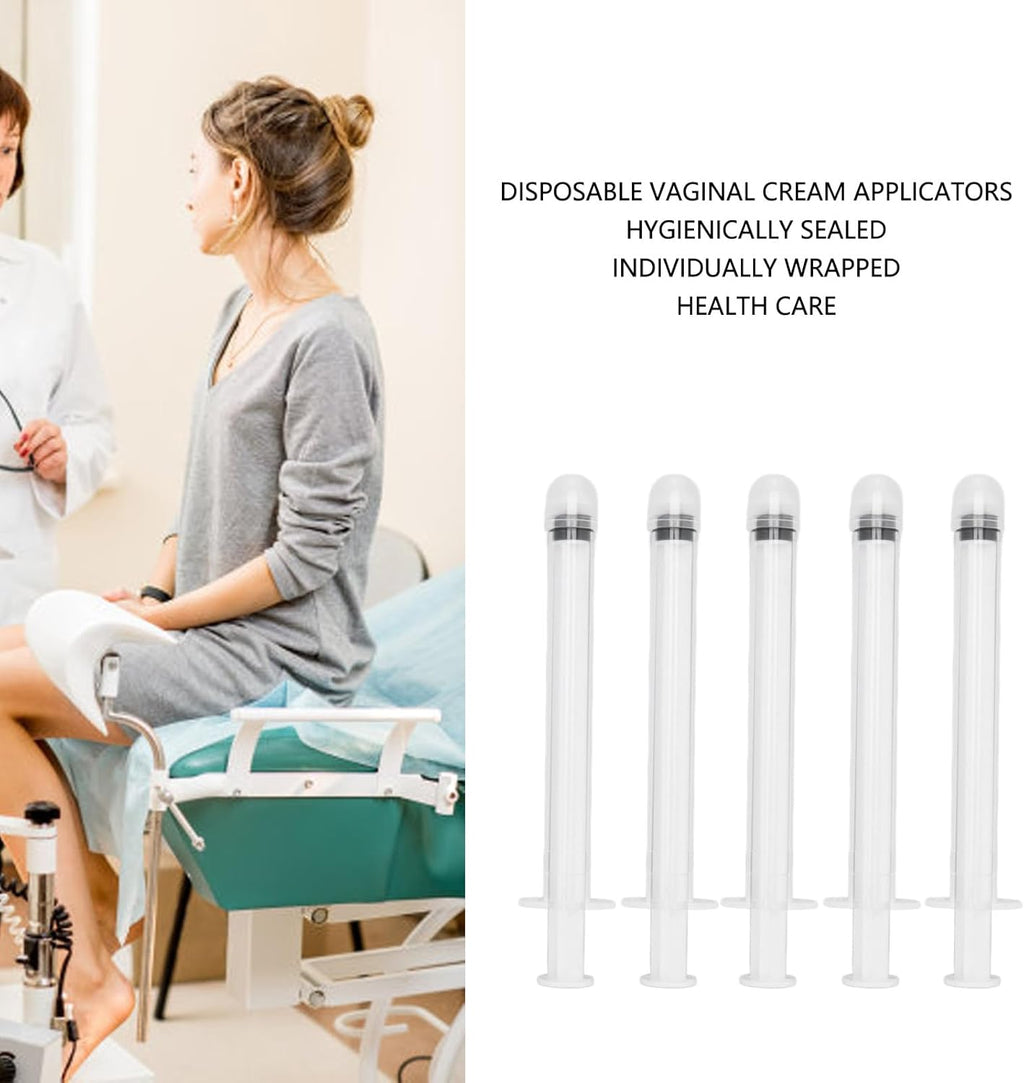 Disposable Vaginal Cream Applicators, Transparent Scale Portable Feminine Care Applicators, Pack of 10, Precise Measurement Round Tip for Gel for
