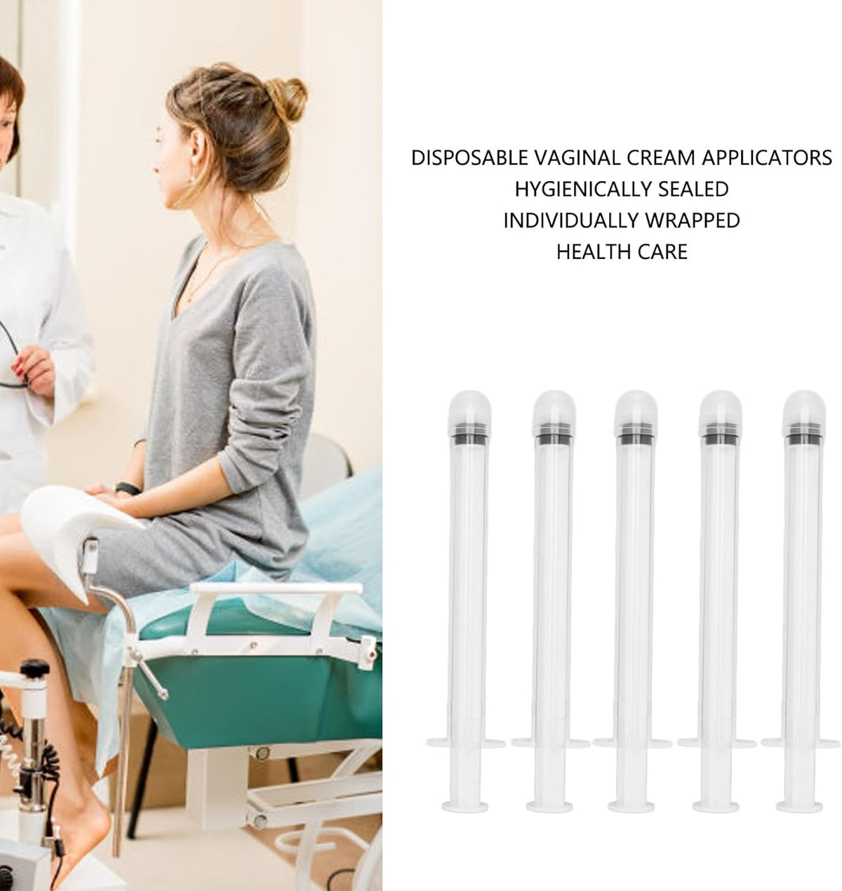 Disposable Vaginal Cream Applicators, Transparent Scale Portable Feminine Care Applicators, Pack of 10, Precise Measurement Round Tip for Gel for