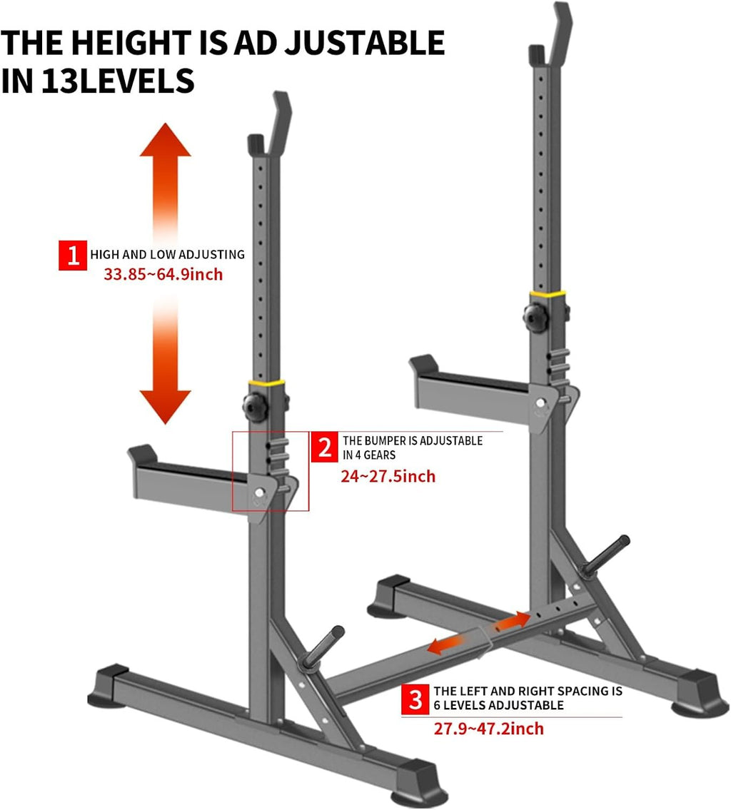 K KiNGKANG Squat Rack, 600lbs Adjustable Barbell Rack for Home Gym
