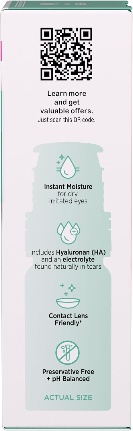 Blink Boost Preservative-Free Lubricating Eye Drops, Moisturizing & Soothing for Mild Dry Eyes, with Hyaluronate, Hydrating Relief Instant Comfort Throughout the Day, Contact Lens Friendly, 0.34 FL Oz