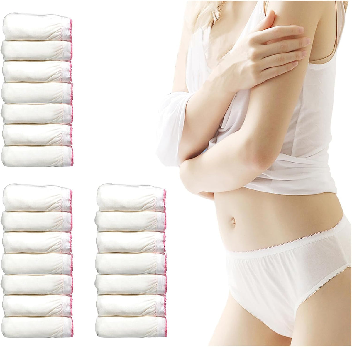 Disposable Underwear 100% Cotton Individually Wrapped 21 pieces