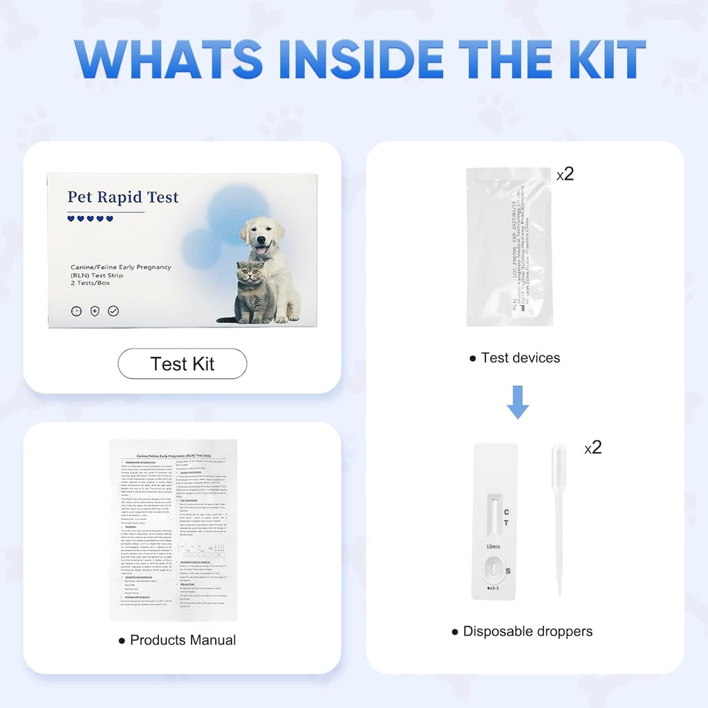 Dog & Cat Urine Pregnancy Test Kit at Home, 5-Minute Fast & Accurate Results up to 99%, Painless & No Blood Draw, Easy Test Strips for Pet Owners & Breeders