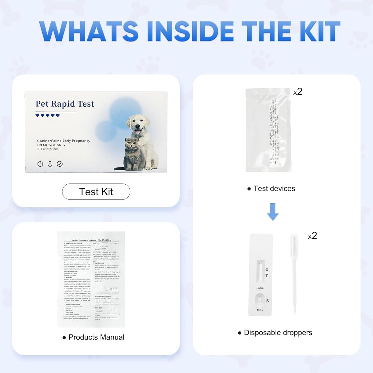 Dog & Cat Urine Pregnancy Test Kit at Home, 5-Minute Fast & Accurate Results up to 99%, Painless & No Blood Draw, Easy Test Strips for Pet Owners & Breeders