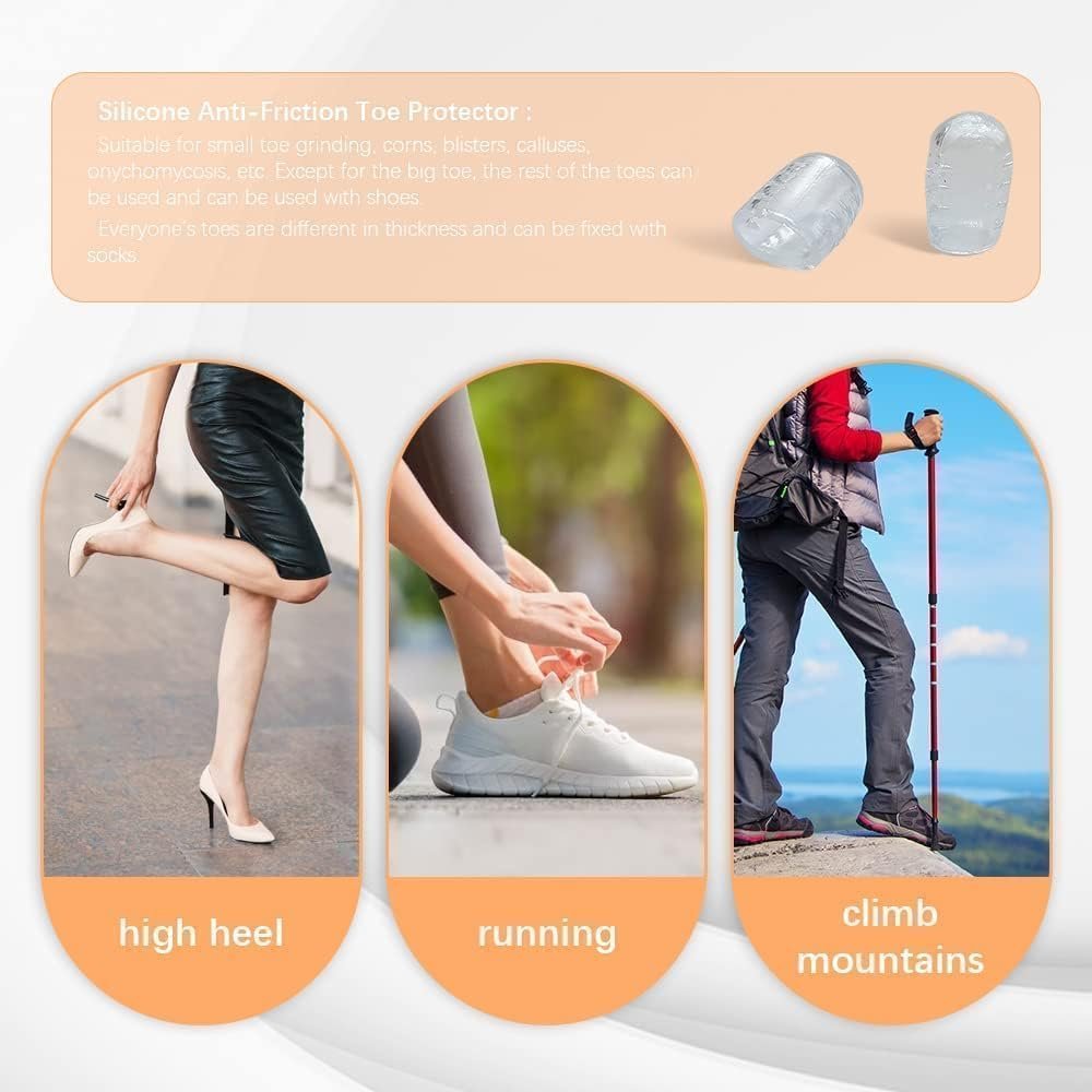20PCS Silicone Toe Protectors, Breathable Toe Covers, Clear Soft for Women Stand, Walk, Run, Hiking, Wear High Heels, Preventing Blisters, Friction, and Pressure Discomfort