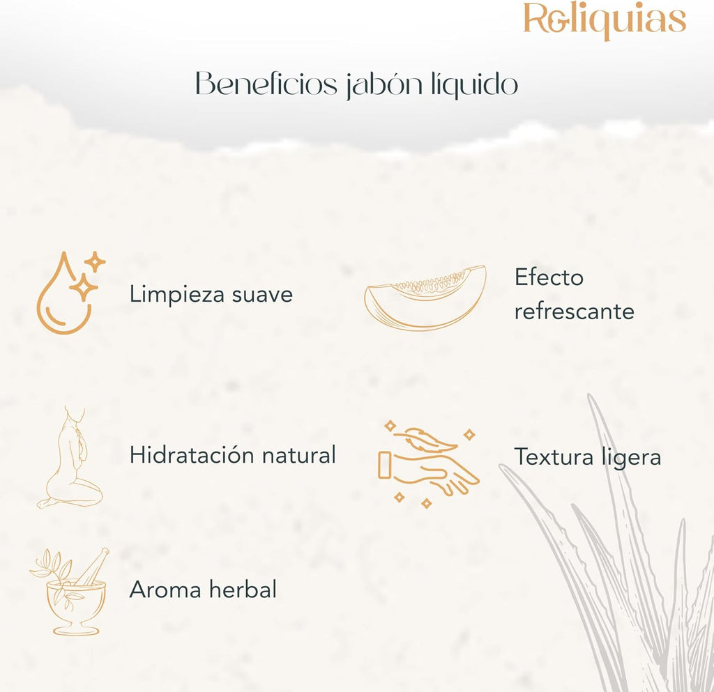 Reliquias Liquid Body Soap, Hands with Aloe Vera and Melon | Moisturizing, Refreshing and Soft | Ideal for Daily Use | 200 ml