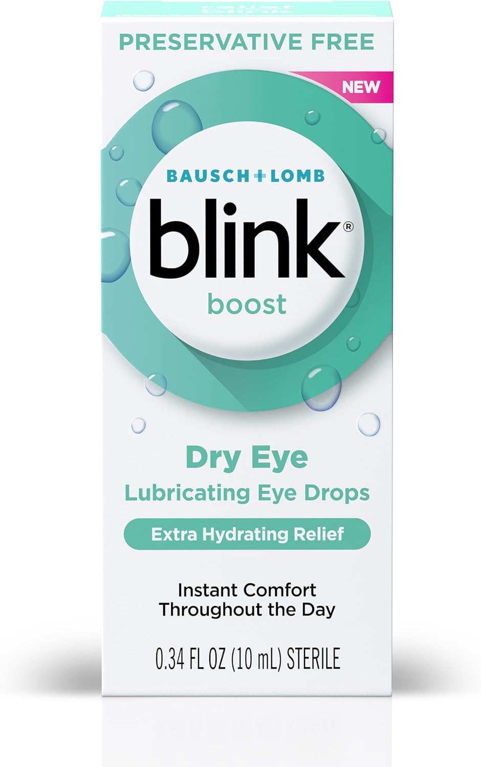 Blink Boost Preservative-Free Lubricating Eye Drops, Moisturizing & Soothing for Mild Dry Eyes, with Hyaluronate, Hydrating Relief Instant Comfort Throughout the Day, Contact Lens Friendly, 0.34 FL Oz