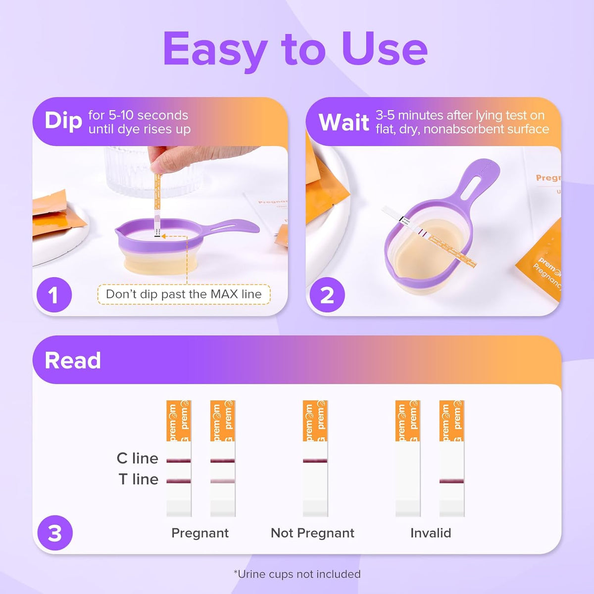 Premom 30-Pack hCG Pregnancy Test Strips -30 Individually Wrapped Pregnancy Test Kit- Accurate and Powered by Premom Ovulation Predictor iOS and Android APP