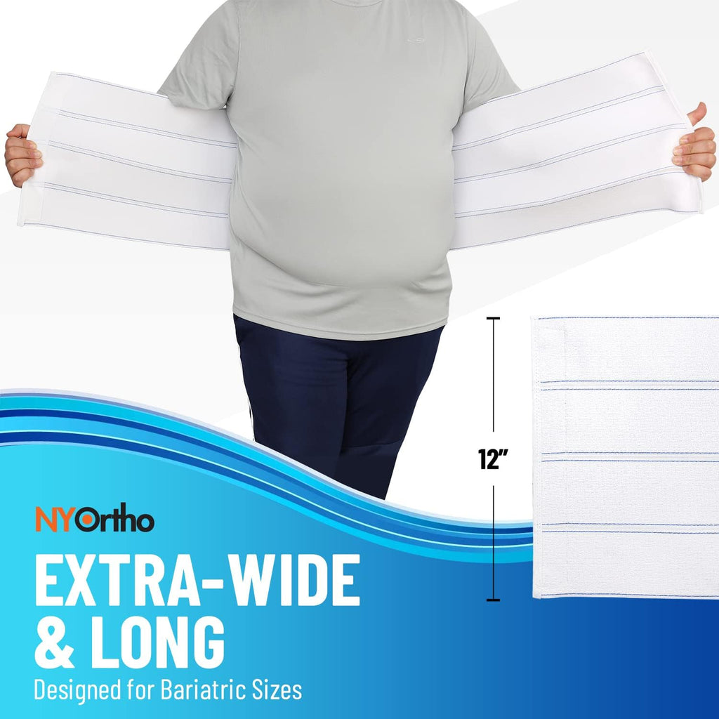 NYOrtho Bariatric Abdominal Belt, 12" Wide Elastic for Plus Size Men and Women, Post-Surgery Stomach Compression Garment for Hernia Surgery, Natural Birth, Injuries