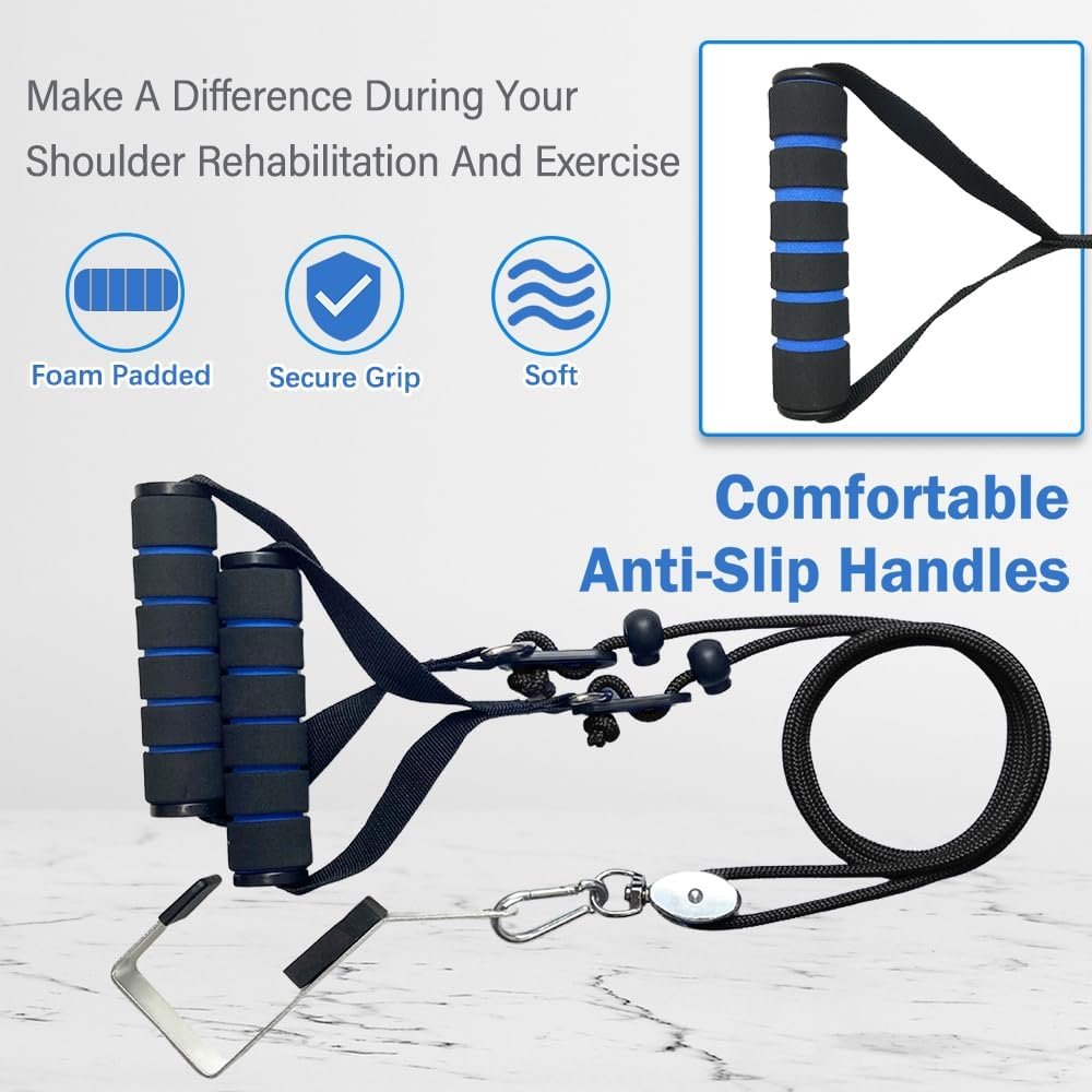 Shoulder Pulley for Physical Therapy, Pulleys for Shoulder Rehab Over Door, Shoulder Pulley Over The Door Physical Therapy, Door Pulleys For Physical Therapy, Arm Pulley, Over The Door Pulleys - Black